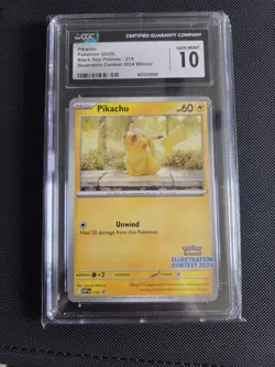 Pokemon CGC 10 Gem Mint Pikachu Promo 214 Illustration Contest 2024 Winner - Image 1