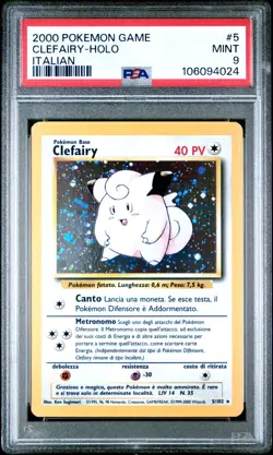 2000 Pokemon Italian Base Set Clefairy Holo #5 PSA 9 MINT - Image 1