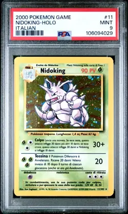 2000 Pokemon Italian Base Set Nidoking Holo #11 PSA 9 MINT - Image 1