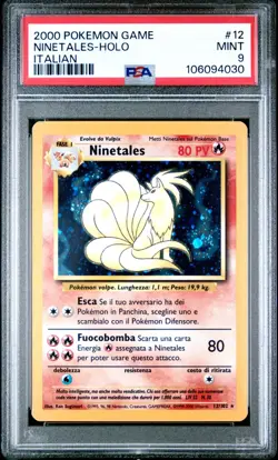 2000 Pokemon Italian Base Set Ninetales Holo #12 PSA 9 MINT - Image 1