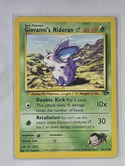 Giovanni's Nidoran M 76/132 Gym Challenge Regular Unlimited Pokemon TCG - NM - Image 1