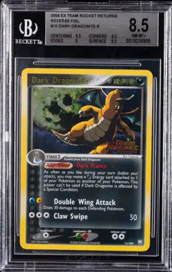2004 POKEMON EX TEAM ROCKET RETURNS REVERSE FOIL #15 DARK DRAGONITE BGS 8.5 - Image 1
