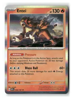 Entei 030/197 Rare Obsidian Flames Pokemon Holo Near Mint - Image 1