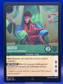 Disney Lorcana Kuzco Temperamental Emperor 84/204 Rare Cold FOIL First Chapter - Image 1