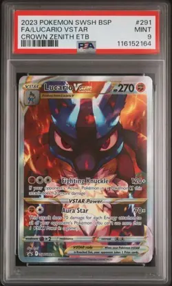 2023 POKEMON BLACK STAR PROMO SWSH 291 FA/LUCARIO VSTAR CROWN ZENITH PSA 9 - Image 1
