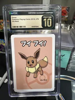 🥰💖 Eevee Red Deck Old Maid Certified Pristine 10 Graded Pokemon Playing Card ✨ - Image 1