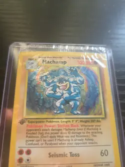 1999 Pokemon Base Set 1ST EDITION MACHAMP 8/102 Holo - FACTORY SEALED WOTC - Image 3