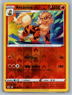 Arcanine SWSH08: Fusion Strike #033/264 Rare,Reverse Holo Pokemon Card - Image 1