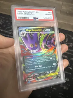2025 POKEMON PFL EN-PHANTASMAL FLAMES #056 MEGA GENGAR EX PSA 10 - Image 1