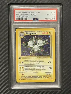 1999 PSA 6 Magneton 1st Edition Holo #11 WOTC Pokemon Game Fossil 1st Ed. - Image 1