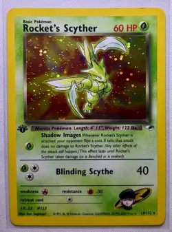 Rocket's Scyther (1st Edition) 13/132 Gym Heroes Holo Rare Vintage Raw - Pokemon - Image 1