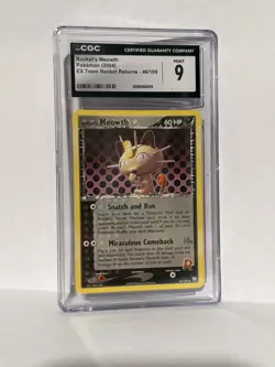 Pokemon TCG Rocket's Meowth 46/109 EX Team Rocket Returns CGC MINT 9 - Image 1