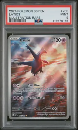 2024 POKEMON SSP EN-SURGING SPARKS ILLUSTRATION RARE #203 LATIOS PSA 9 - Image 1