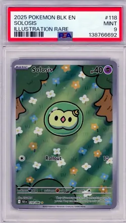 2025 Pokemon Black Bolt Solosis Illustration Rare #118 PSA 9 Mint - Image 1