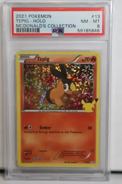2021 POKEMON Tepig HOLO MCDONALD'S COLLECTION #13 PSA 8 NM-MINT - Image 1