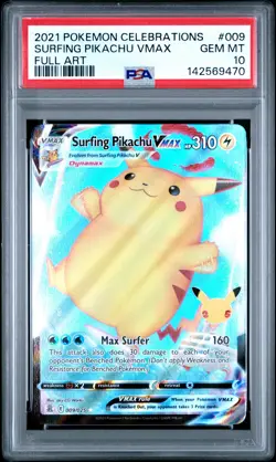 Surfing Pikachu Vmax Pokemon Celebrations #009 PSA 10 Gem Mint - Image 1