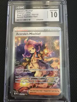 Pokemon TCG Mega Evolution Acerola's Mischief 183/132 SIR CGC Gem Mint 10 - Image 1