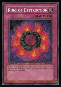 Ring of Destruction PGD-000 Secret Rare Pharaonic Guardian 1st Edition Yu-Gi-Oh - Image 1