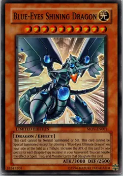 Yugioh Blue-Eyes Shining Dragon MOV-EN001 Limited Edition Super Rare NM - Image 1