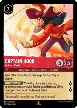 Captain Hook - Ruthless Pirate 107/204 Rare The First Chapter Disney Lorcana - Image 1