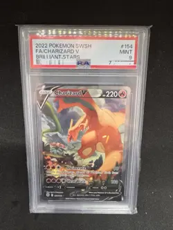 PSA 9 Pokemon TCG Charizard V Sword & Shield Brilliant Stars 154/172 - Image 1