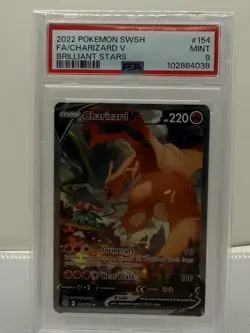 Pokemon TCG Charizard V 154/172 Brilliant Stars Ultra Rare Full Art PSA 9 - Image 1