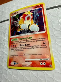 Entei 4/132 Secret Wonders Holo Pokemon Card - Swirl and Holo bleed - Image 2