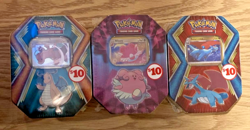 Pokemon Strong Bonds & Dragons Tins with 10 Mini 3-Card Packs Lot x3 Sealed - Image 1