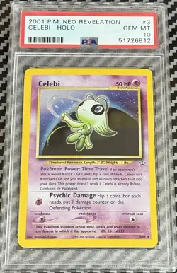 2001 Pokemon Neo Revelation # 3 Celebi Holo PSA 10 Card LOW POP! GEM MINT! Rare! - Image 1