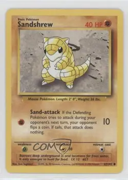 Sandshrew Pokemon Base Set #62 1999 - Image 1