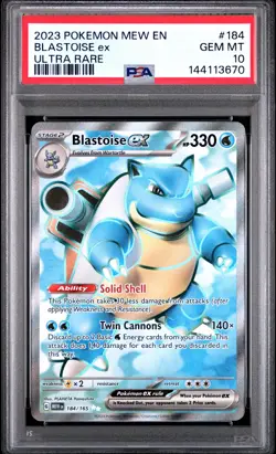 2023 POKEMON MEW EN-151 ULTRA RARE #184 BLASTOISE EX PSA 10 - Image 1