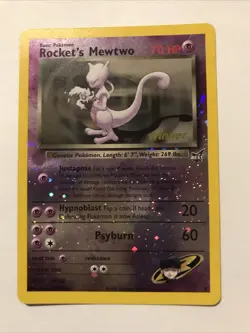 Rocket’s Mewtwo Winner Stamp #8 Best of Game Reverse Holo Pokemon Promo Swirl - Image 1