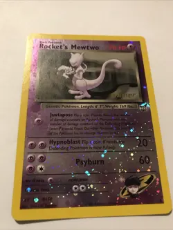 Rocket’s Mewtwo Winner Stamp #8 Best of Game Reverse Holo Pokemon Promo Swirl - Image 3