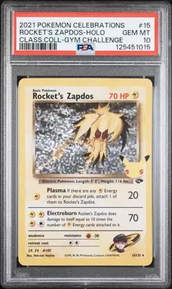 2021 POKEMON CELEBRATIONS CLASSIC COLL #15 ROCKET'S ZAPDOS-HOLO PSA 10 - Image 1