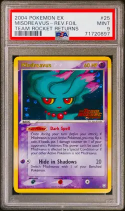 Misdreavus 25/109 Team Rocket Returns Reverse Holo Pokemon 2004 PSA 9 - Image 1