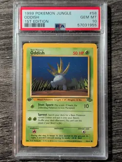 1999 Pokemon TCG Jungle Oddish #58 1st Edition PSA 10 - Image 1