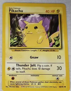 1999 Pikachu Base Set Pokemon Trading Card Game 58/102 - Image 1