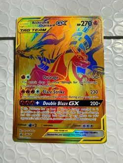 Reshiram & Charizard GX SM247 Gold Promo Holo Pokemon Card - Image 1