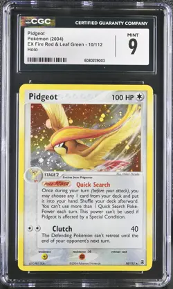 CGC 9 MINT Pidgeot 2004 EX Fire Red & Leaf Green 10/112 Holo Pokemon Card - Image 1
