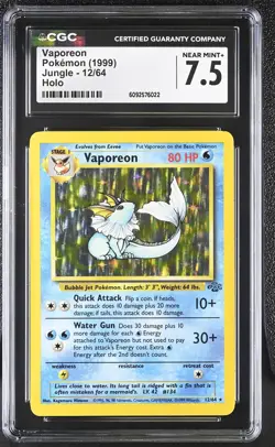 CGC 7.5 Vaporeon 1999 Jungle 12/64 Holo Pokemon Card - Image 1