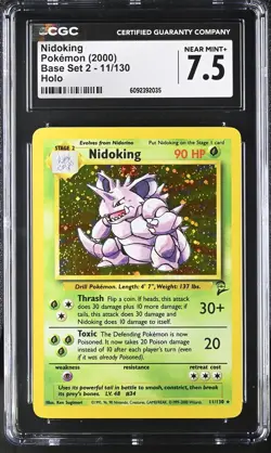 CGC 7.5 Nidoking 2000 Base Set 2 11/130 Holo Pokemon Card - Image 1