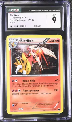 CGC 9 MINT Blaziken 2012 Dark Explorers 17/108 Holo Pokemon Card - Image 1