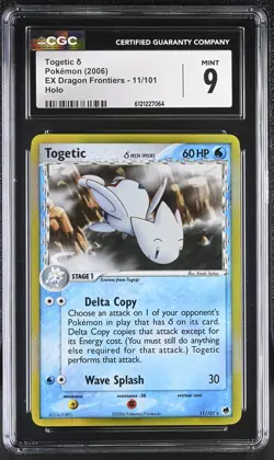 CGC 9 MINT Togetic 2006 EX Dragon Frontiers 11/101 Holo Pokemon Card - Image 1