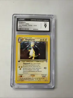 CGC 9 Ampharos #1/111 1st Edition 2000 Neo Genesis Holo Pokemon Card - Image 1