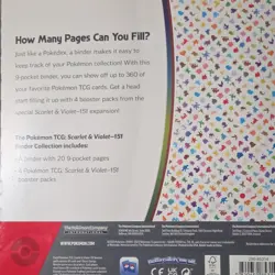 Pokemon Scarlet & Violet 151 3-Ring Binder 360 Card 20 Pages + 4 Booster Packs - Image 3