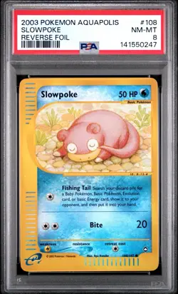 2003 Pokemon Aquapolis # 108 Slowpoke Reverse Foil PSA 8 Card NM-MINT NEW CERT! - Image 1