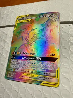 Moltres & Zapdos & Articuno GX (Secret) 69/68 Hidden Fates Rainbow Pokemon Card - Image 2