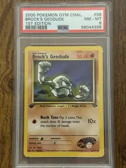 2000 Pokemon Gym Challenge Brock’s Geodude 1st Edition PSA 8 - Image 1