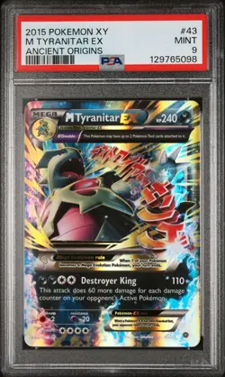 2015 POKEMON XY ANCIENT ORIGINS #43 M TYRANITAR EX PSA 9 - Image 1