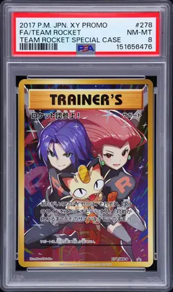 2017 POKEMON JAPANESE XY PROMO #278 FULL ART/TEAM ROCKET PSA 8 - Image 1